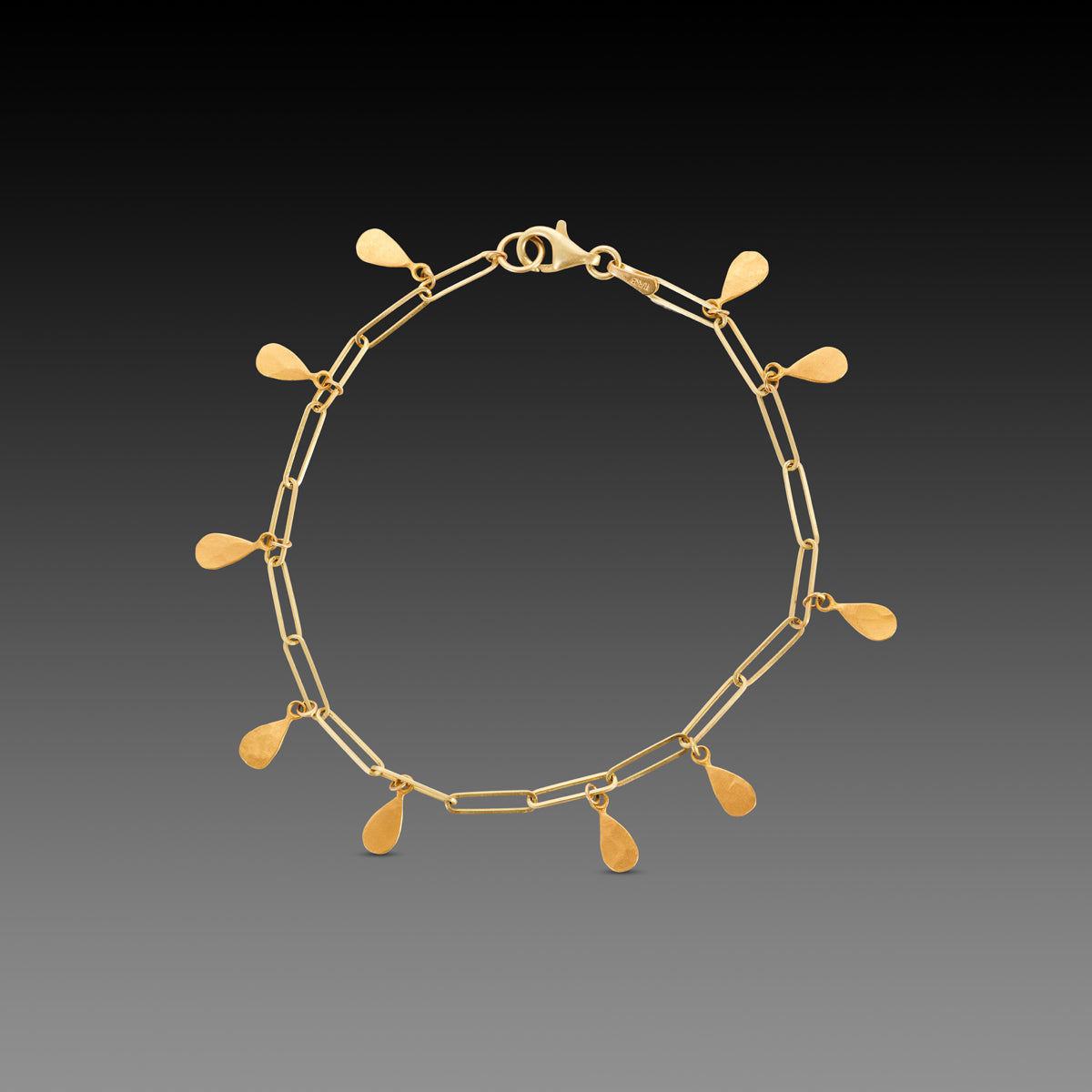 Hammered Gold Teardrops Bracelet