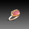 Pink Tourmaline Ring with Diamond Line