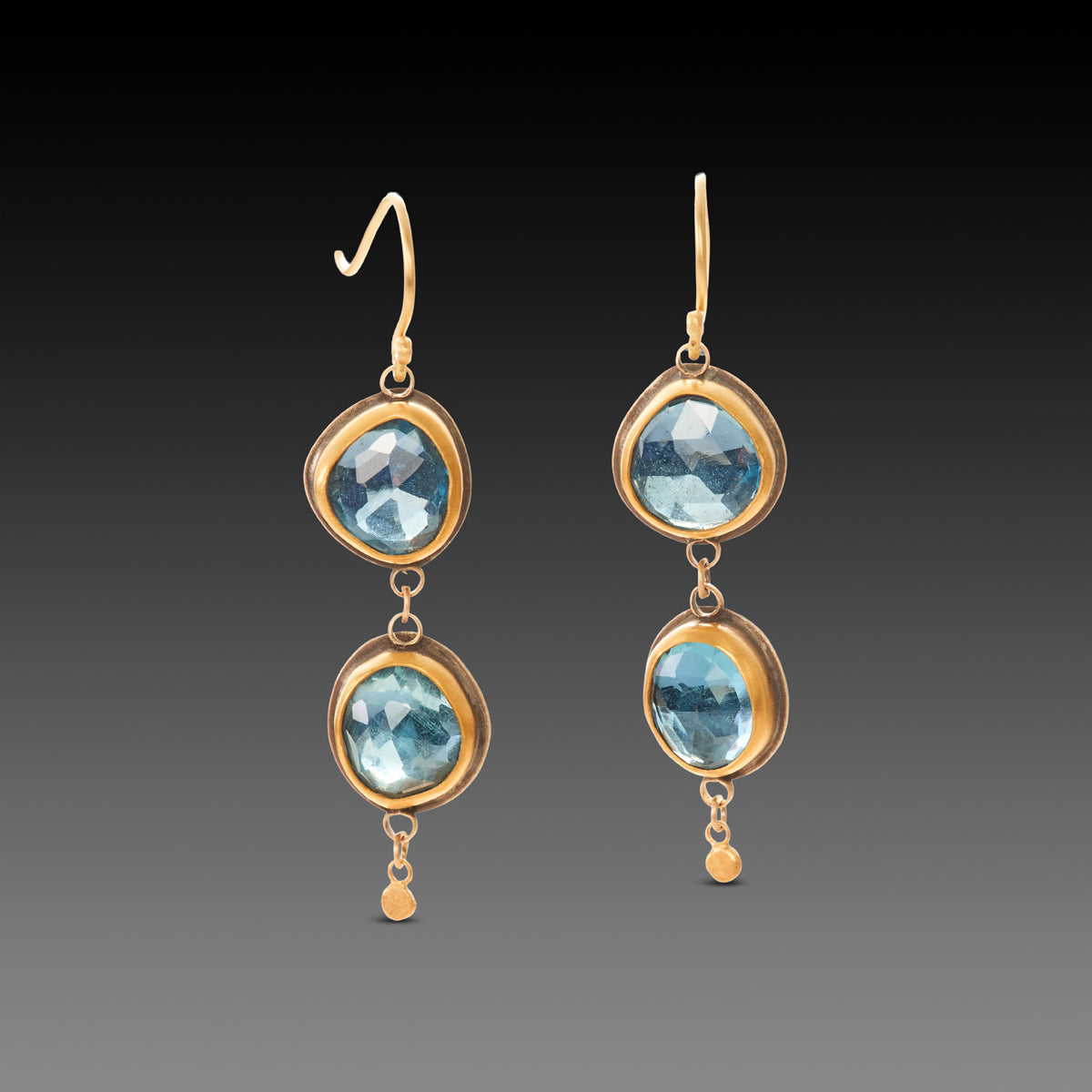 Double Blue Topaz Drop Earrings