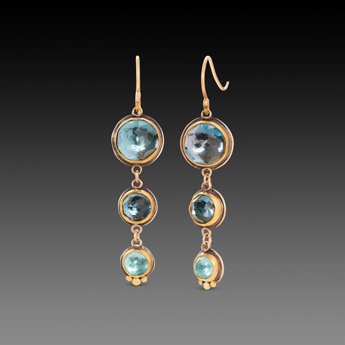 Triple Blue Topaz Drop Earrings