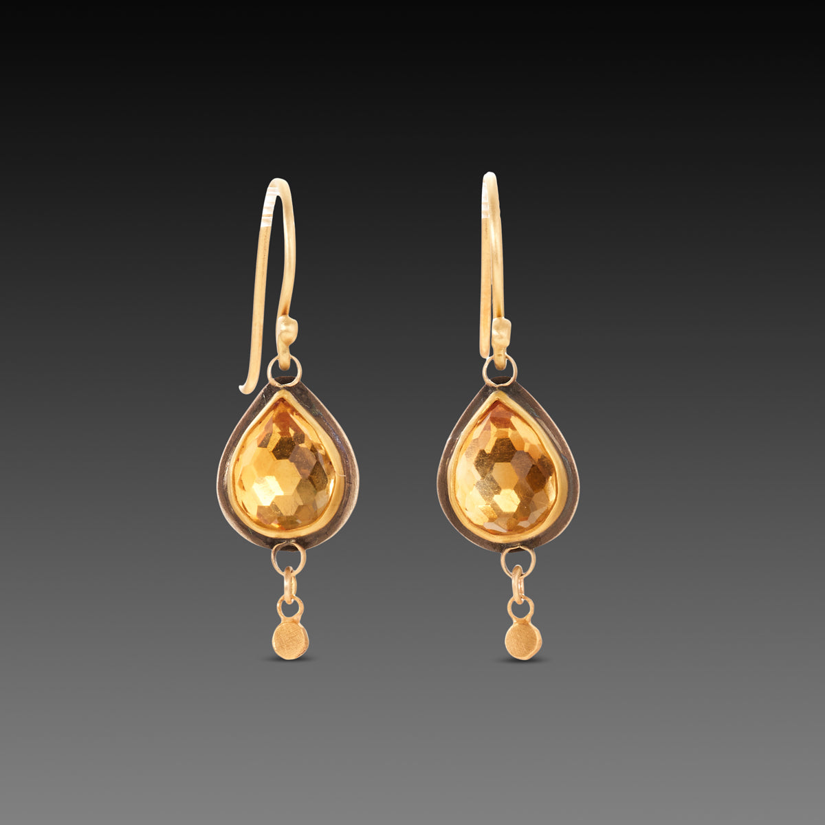 Gold Citrine Teardrop Earrings