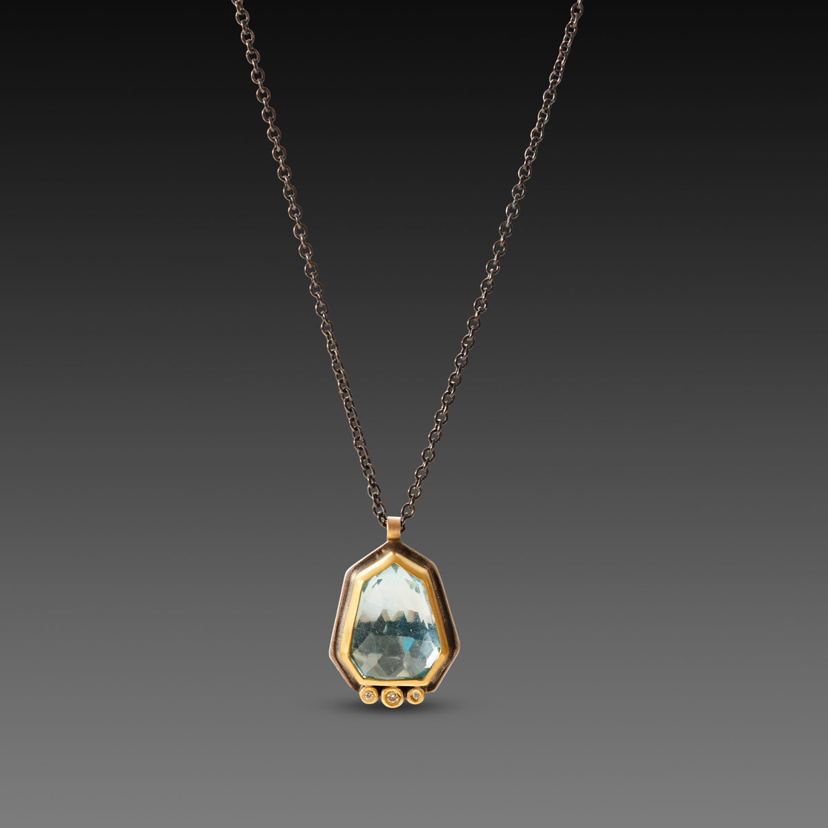 Geometric Topaz Necklace with Diamonds