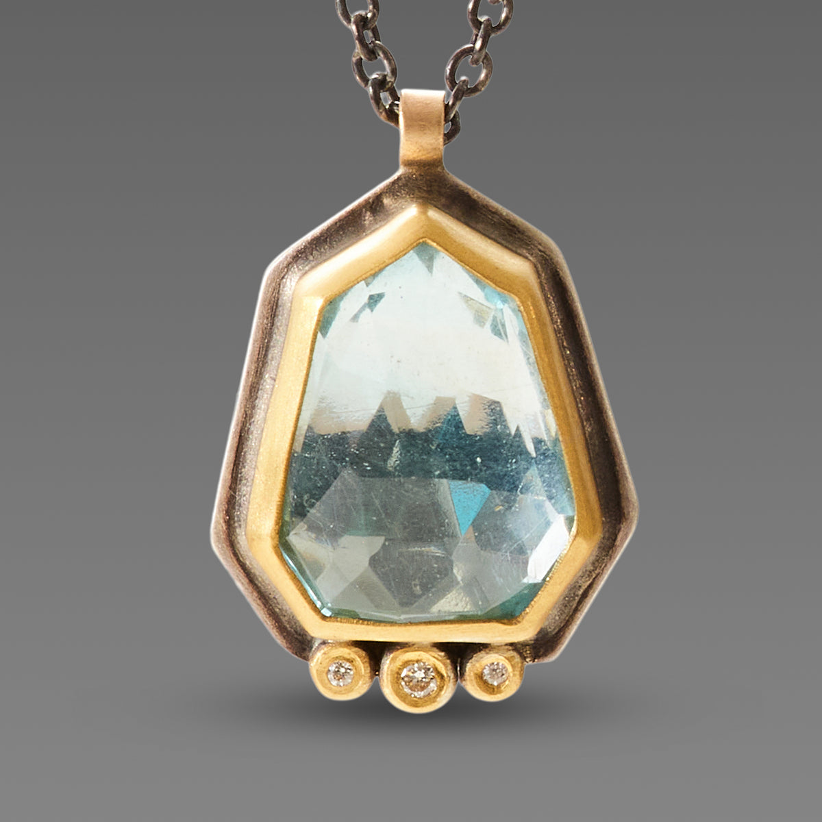 Geometric Topaz Necklace with Diamonds