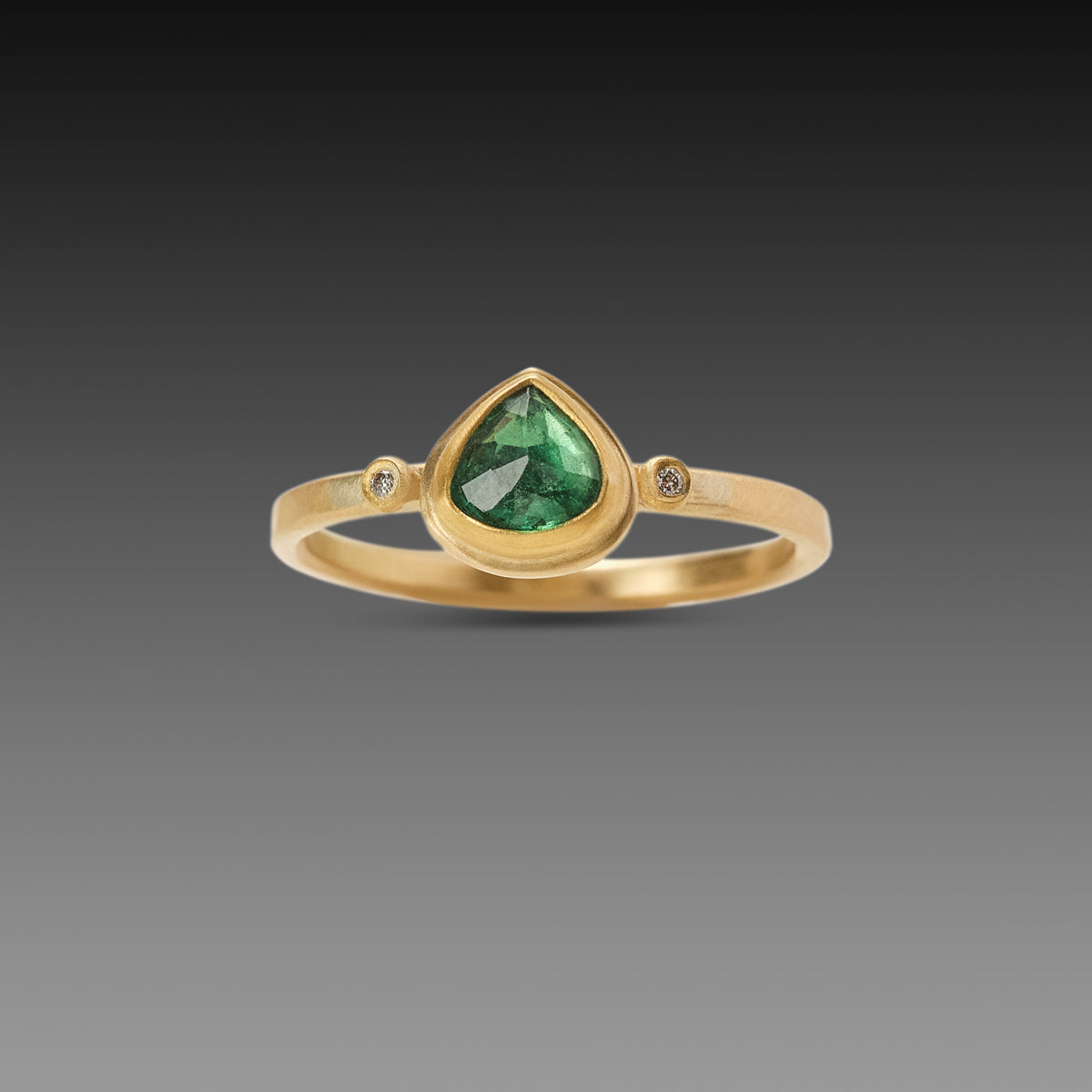 Teardrop Emerald Ring With Tiny Diamonds