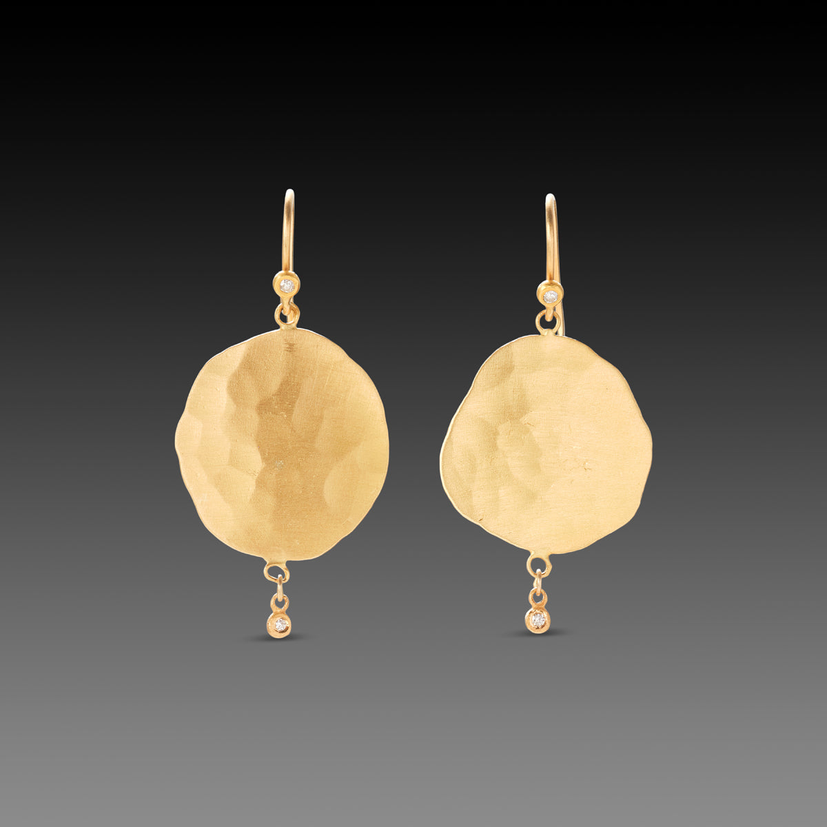 Hammered Gold Disk Earrings - Main Image