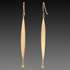 Gold & Diamond Long Leaf Earrings