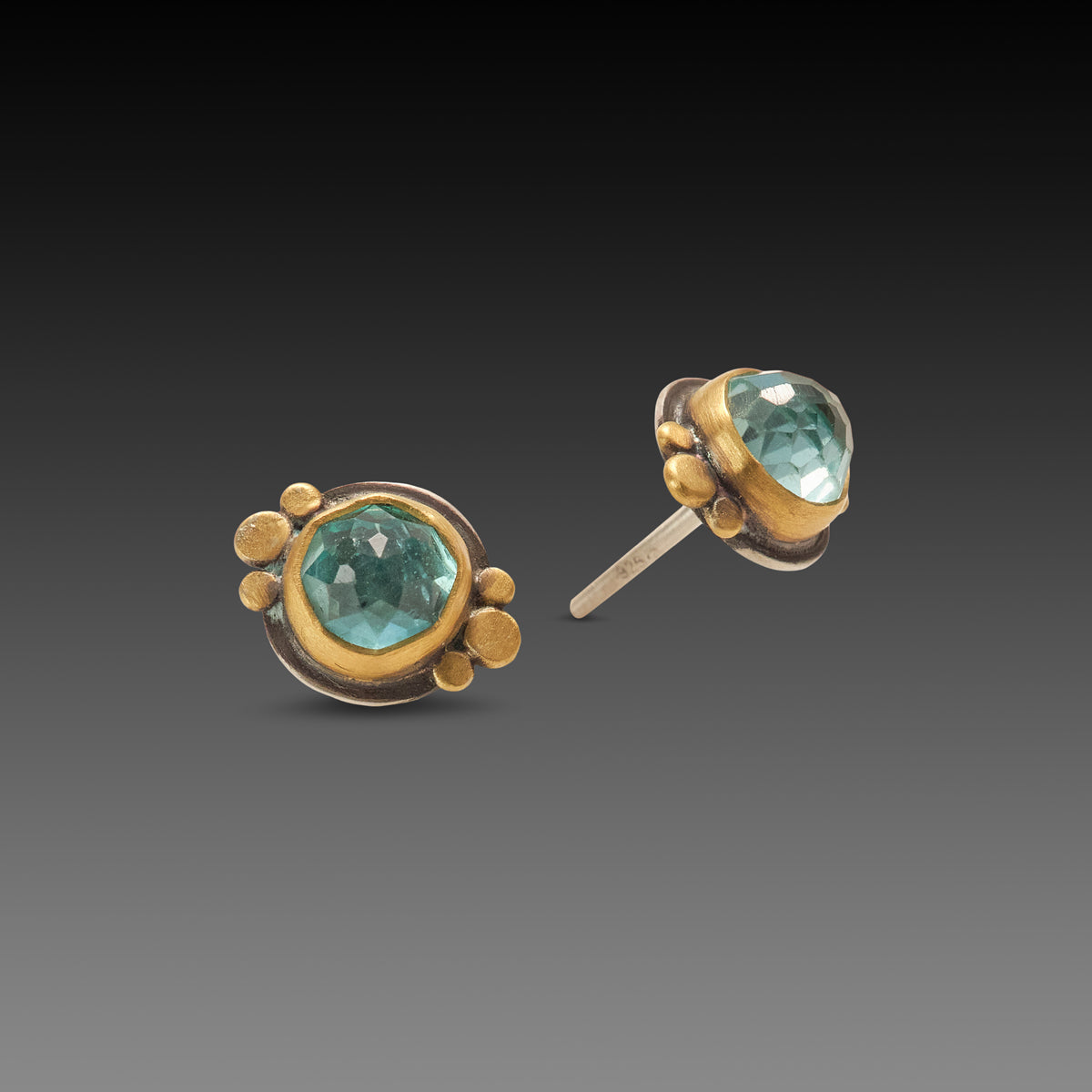 Apatite &amp; Gold Stud Earrings