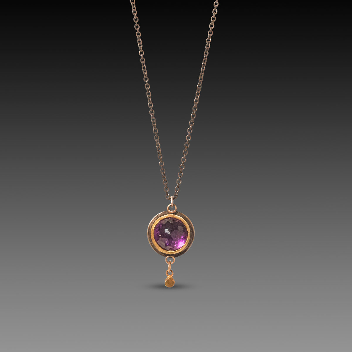 Amethyst &amp; Gold Disk Necklace