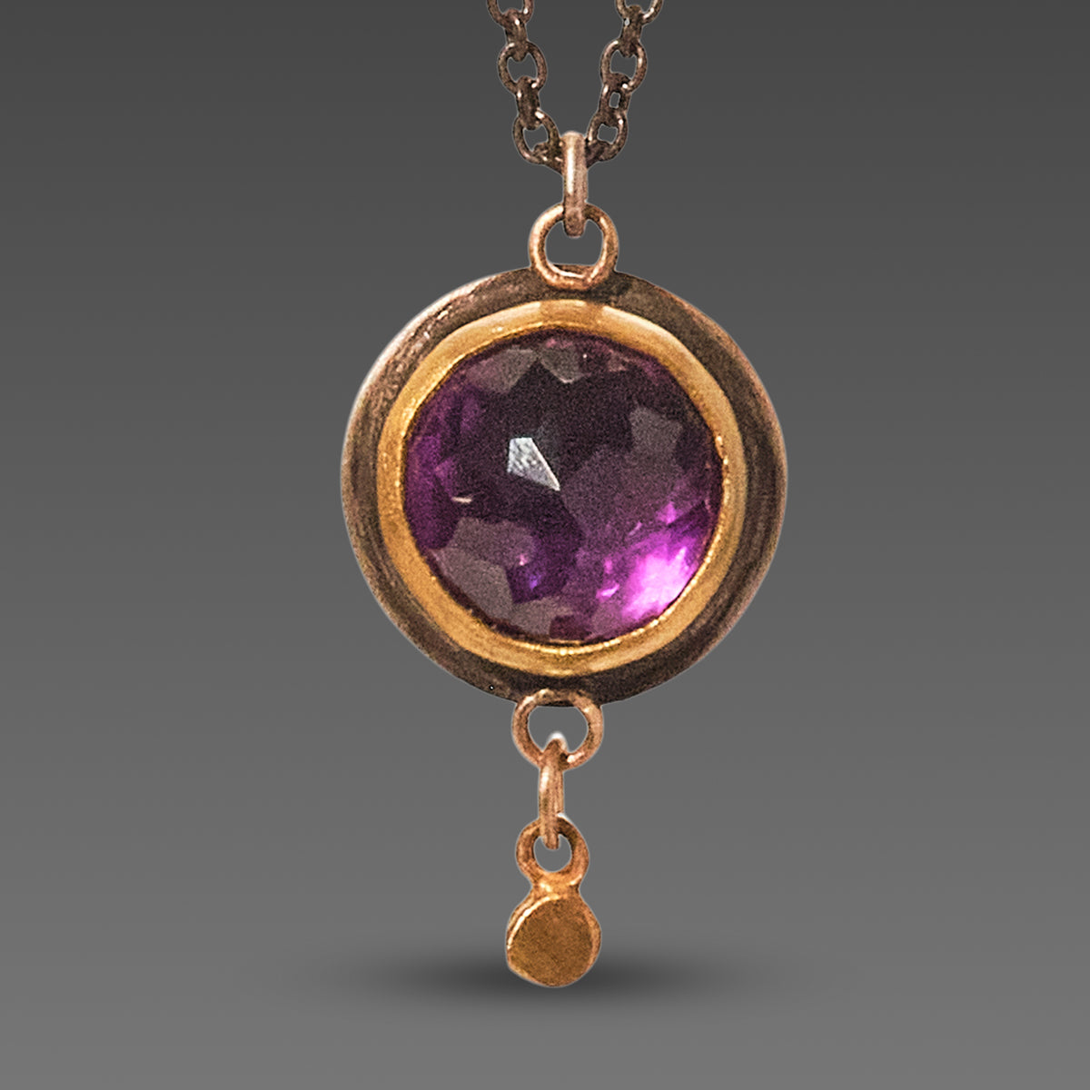 Amethyst &amp; Gold Disk Necklace