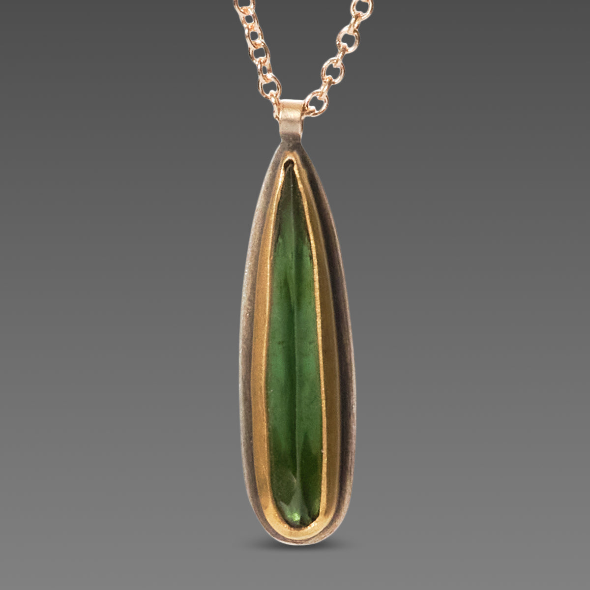 Green Tourmaline Teardrop Necklace