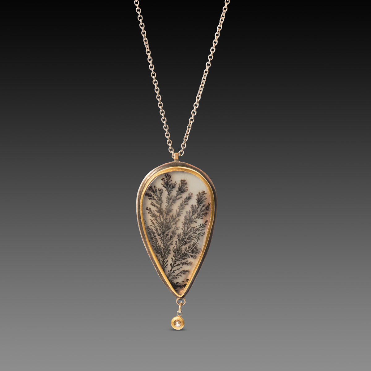 Dendritic Agate Teardrop Necklace