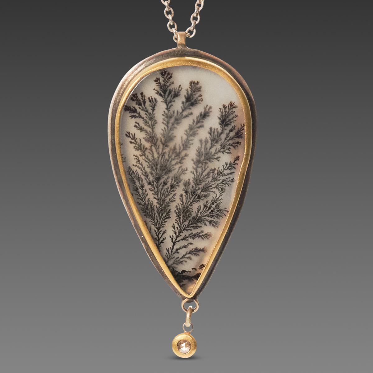 Dendritic Agate Teardrop Necklace