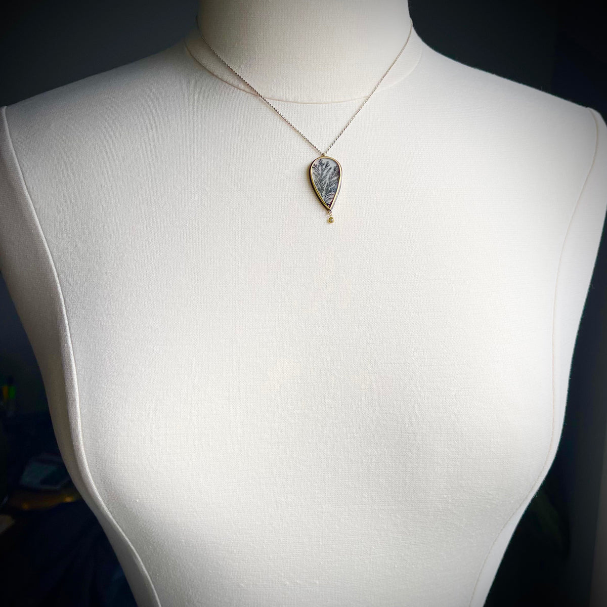 Dendritic Agate Teardrop Necklace