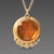 Orange Sapphire Necklace with Diamond Arc