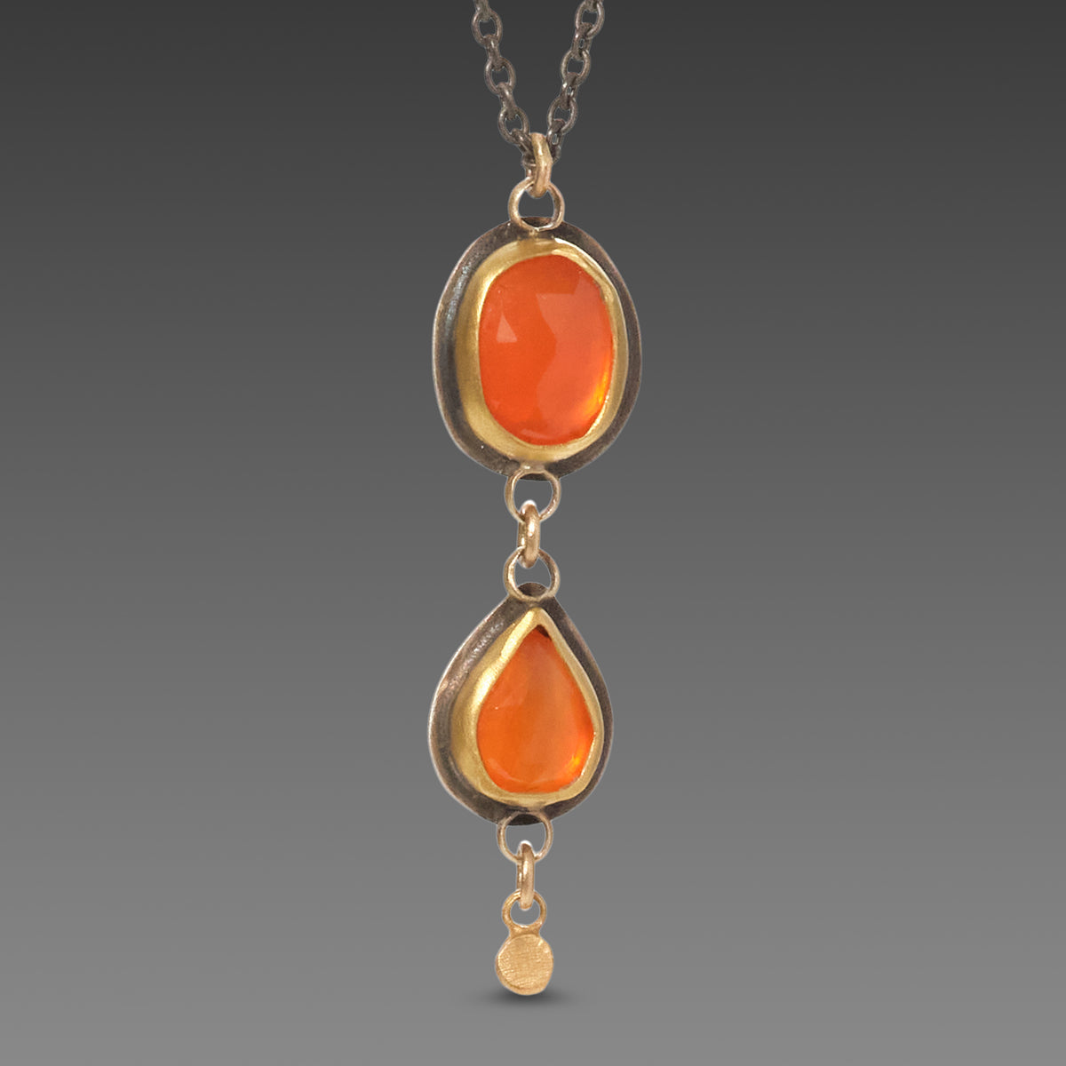 Double Carnelian Necklace with Gold Drop