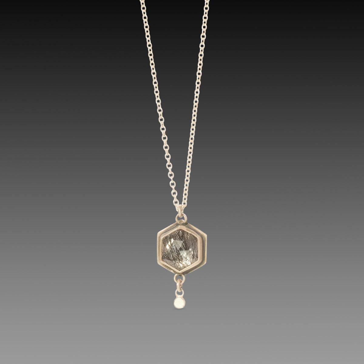 Tourmalinated Quartz Hexagon Necklace