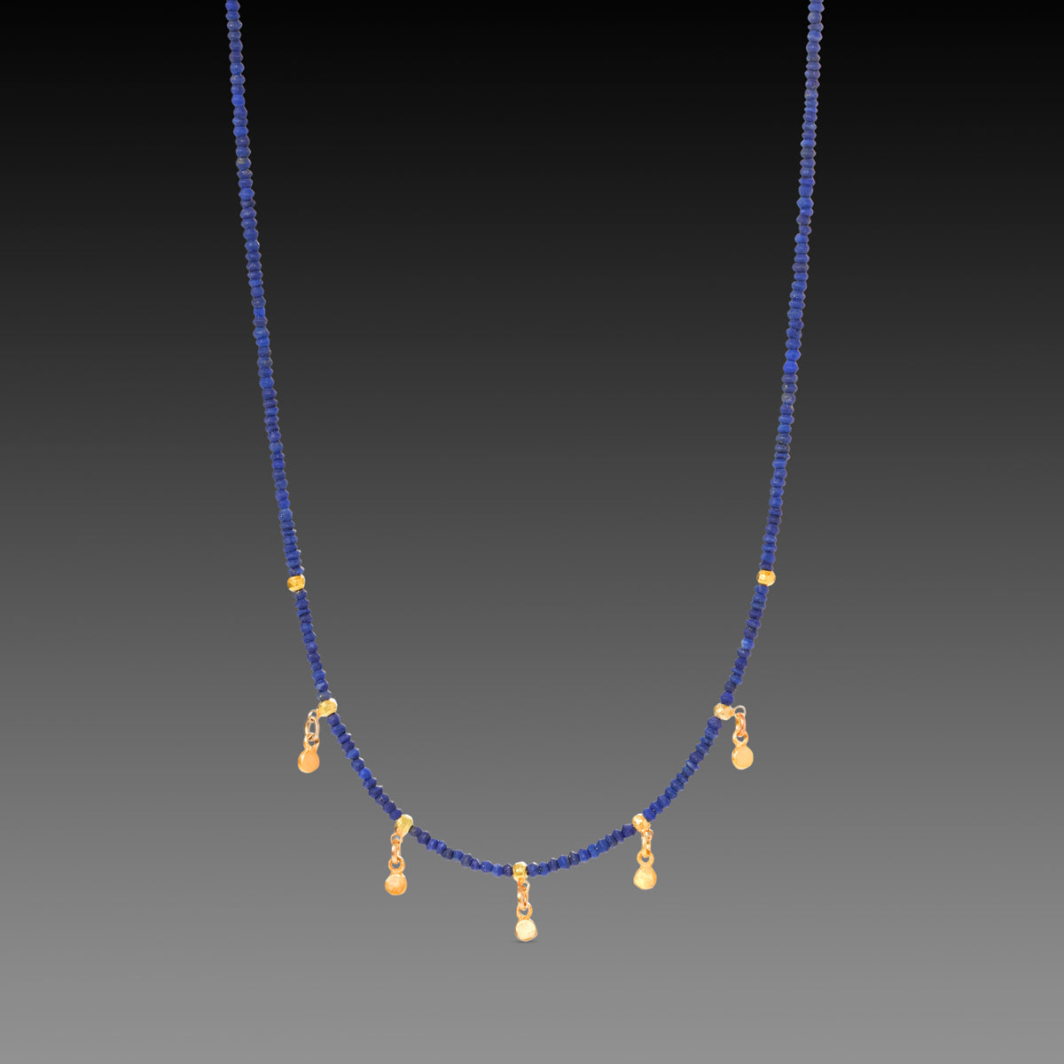 Lapis & Gold Drops Necklace