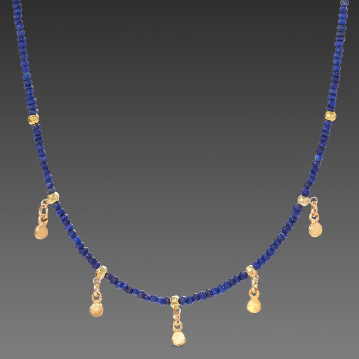 Lapis & Gold Drops Necklace