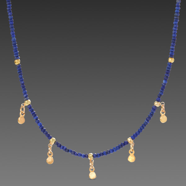 Lapis & Gold Drops Necklace