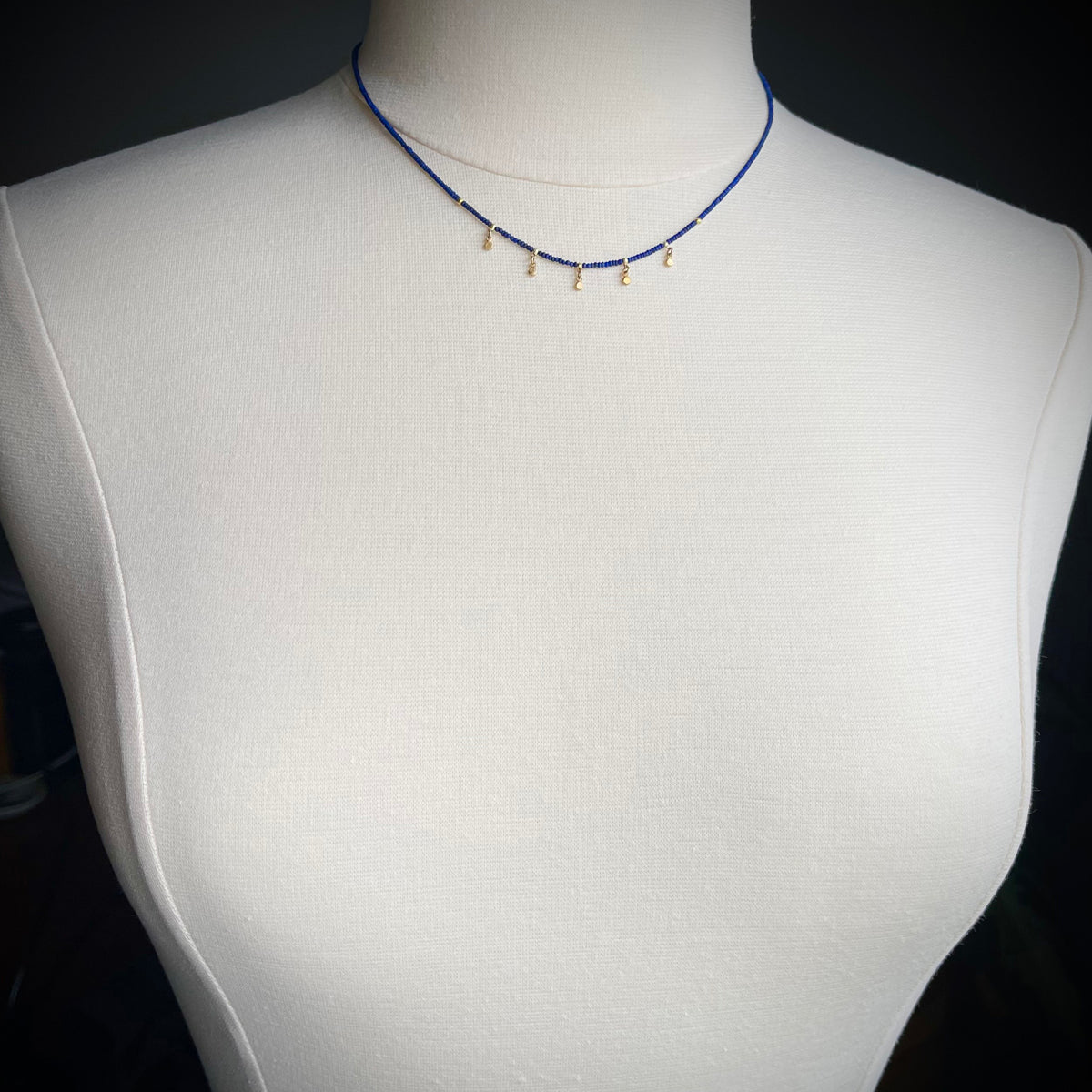 Lapis & Gold Drops Necklace