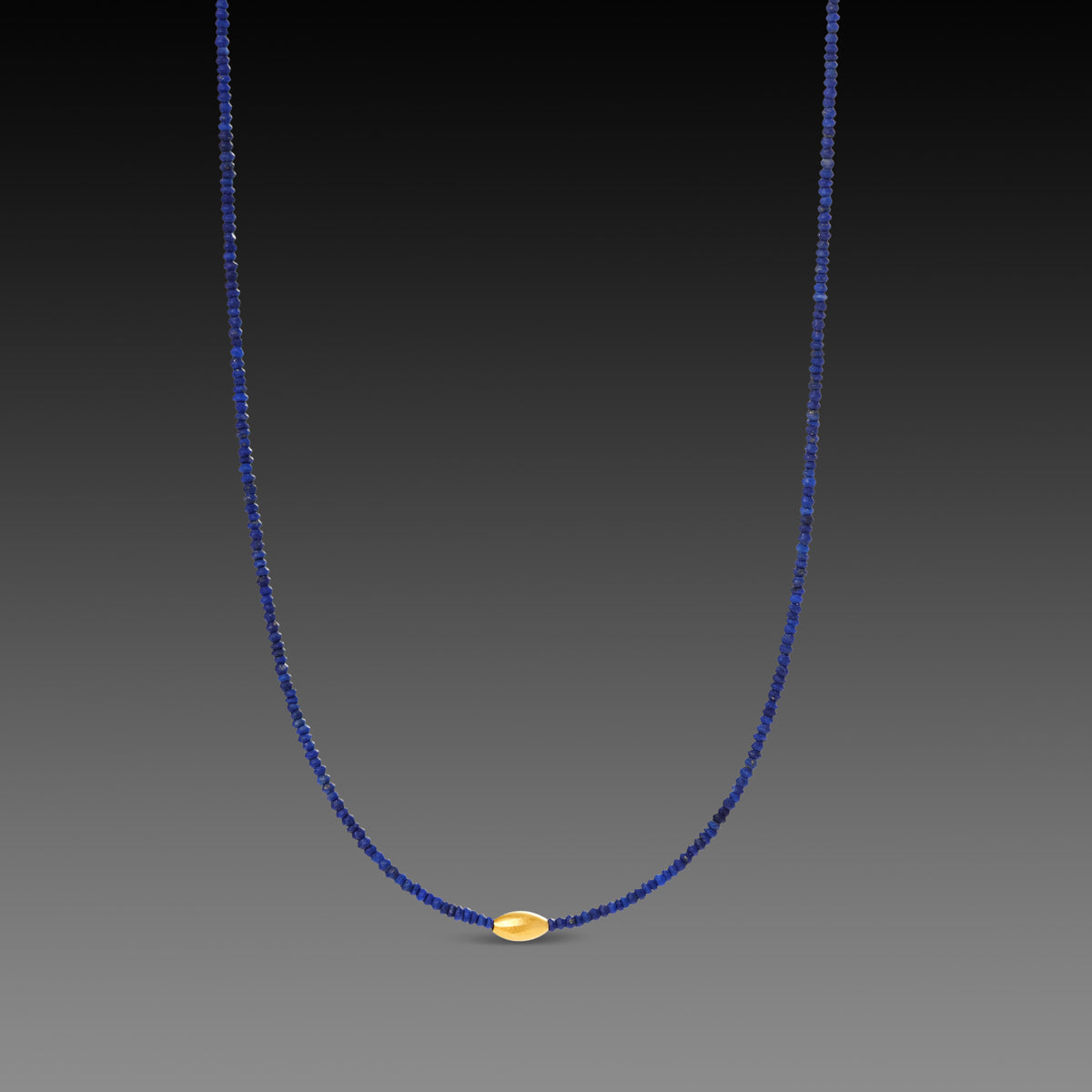 Lapis Necklace with Gold Rice Bead