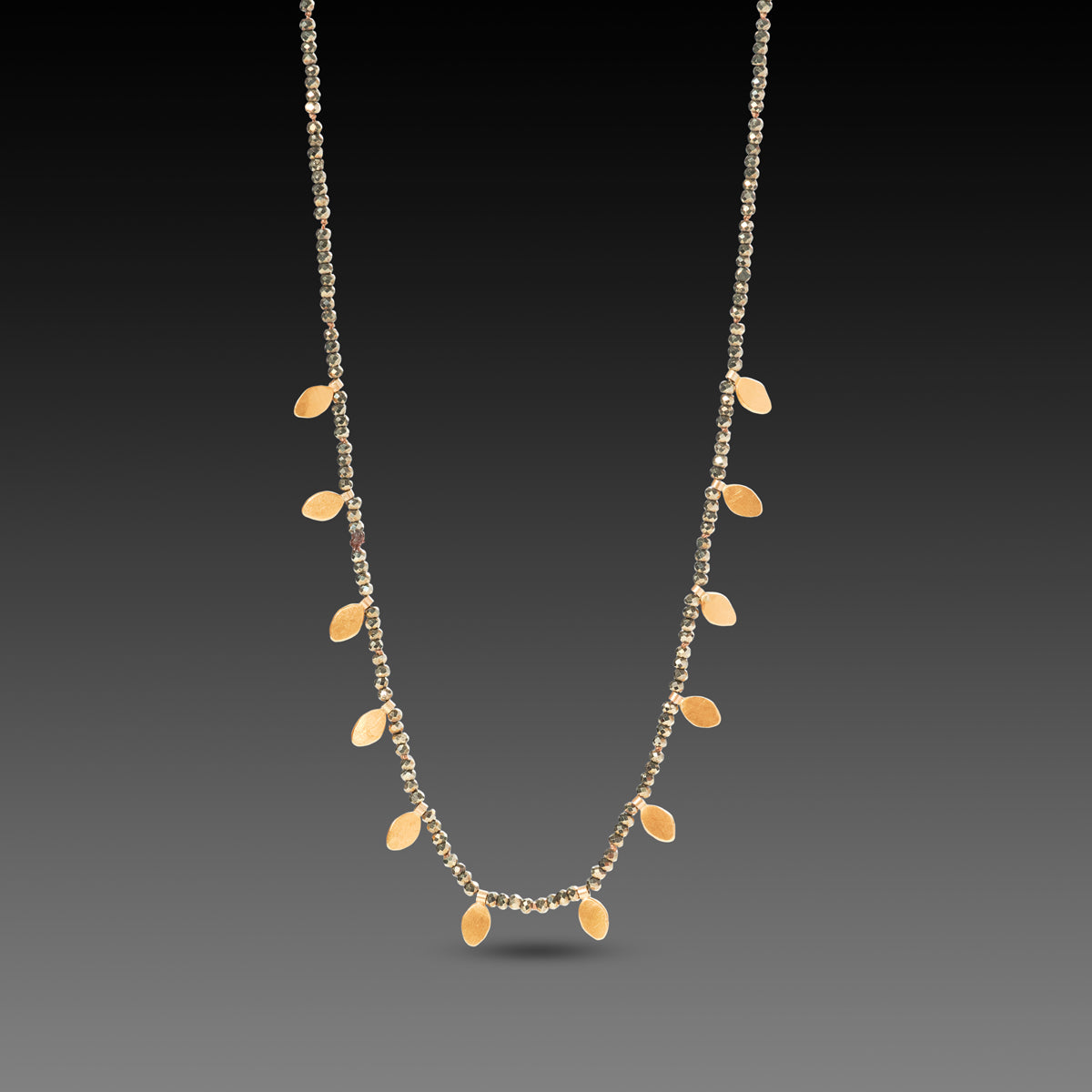 Pyrite &amp; Gold Leaves Necklace