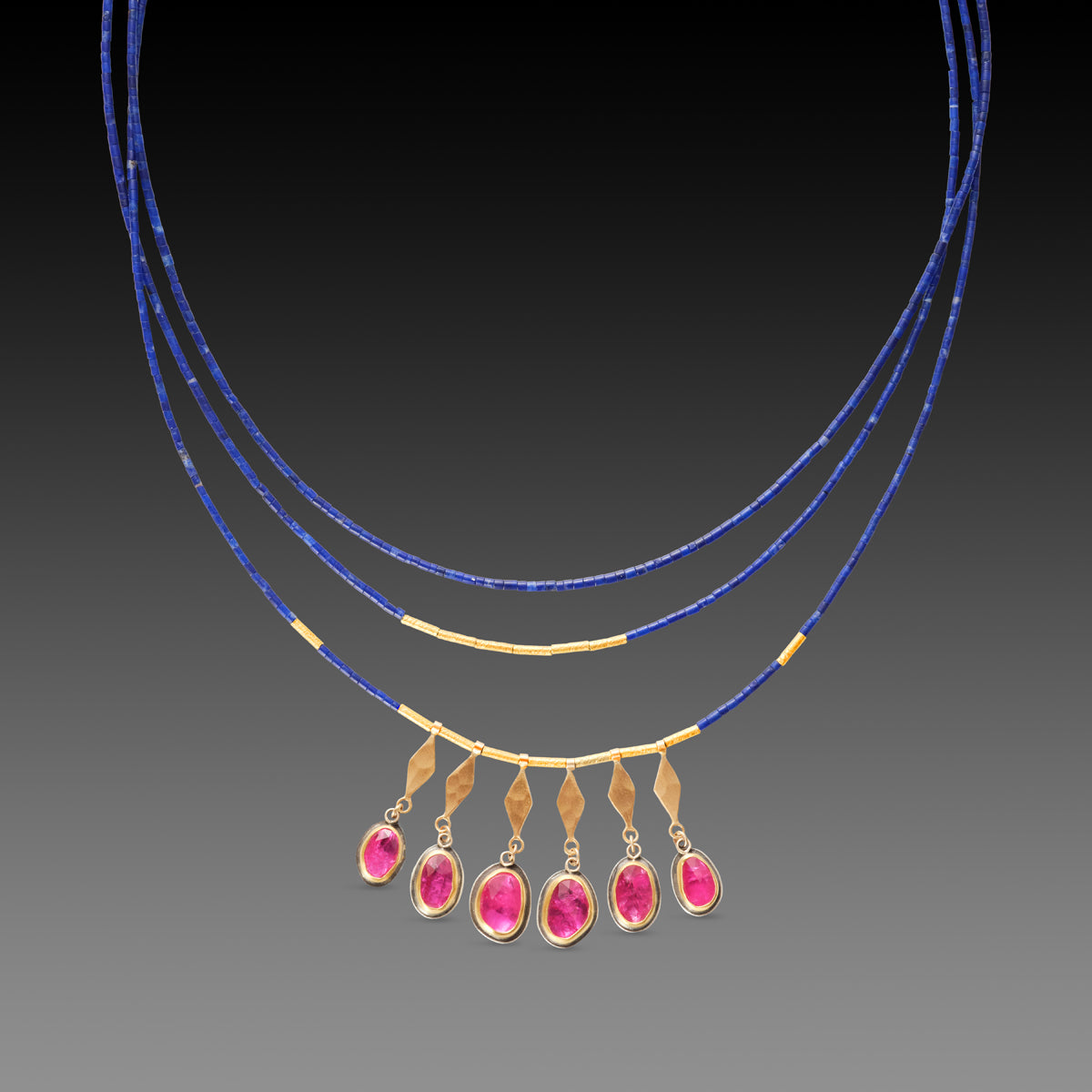 Lapis, Rubies &amp; Gold Necklace