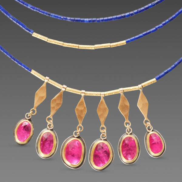 Lapis, Rubies & Gold Necklace