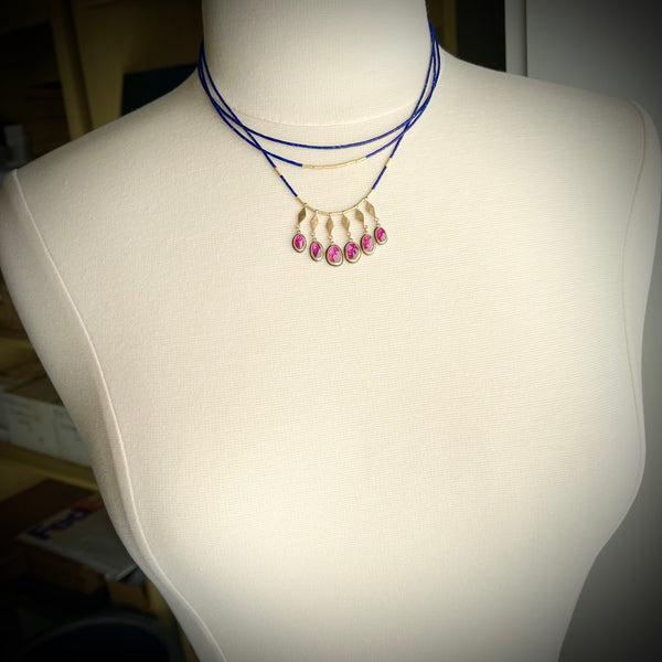 Lapis, Rubies & Gold Necklace