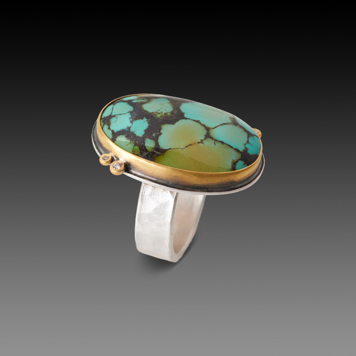 Turquoise Ring with Diamonds