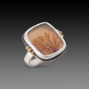 Dendritic Agate Ring with Diamond Trios