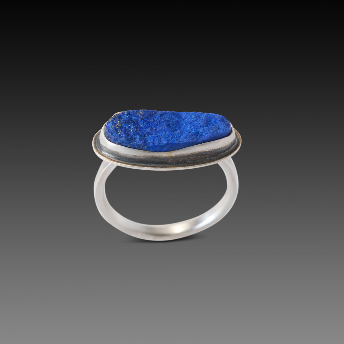 Elliptical Lapis Surface Ring