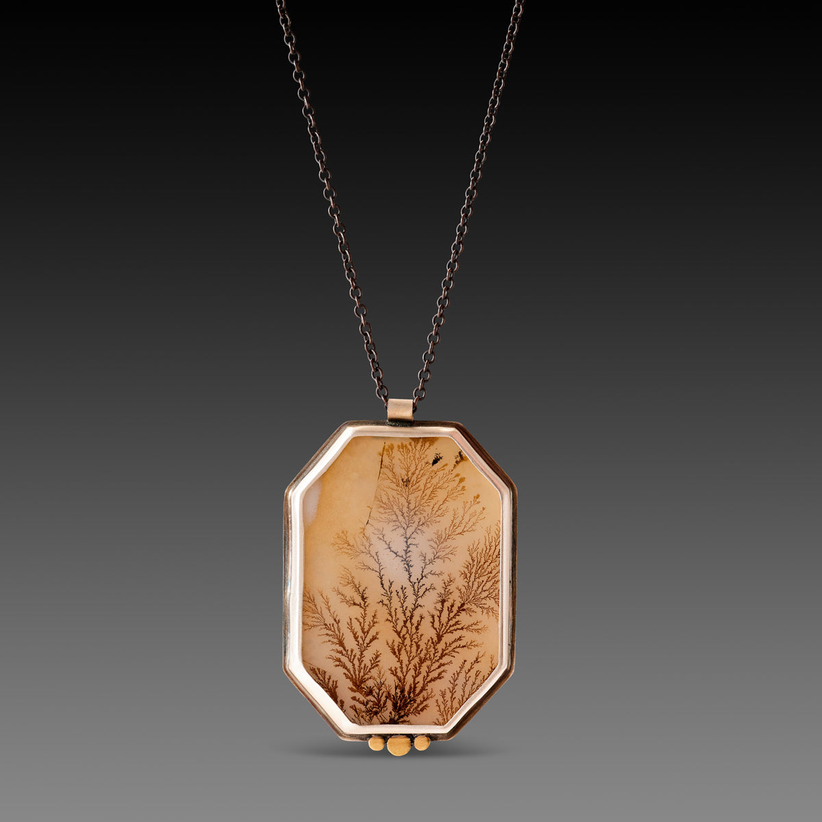 Dendritic Agate Necklace with Gold Trio