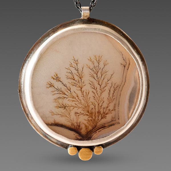 Dendritic Agate Necklace with Gold Trio