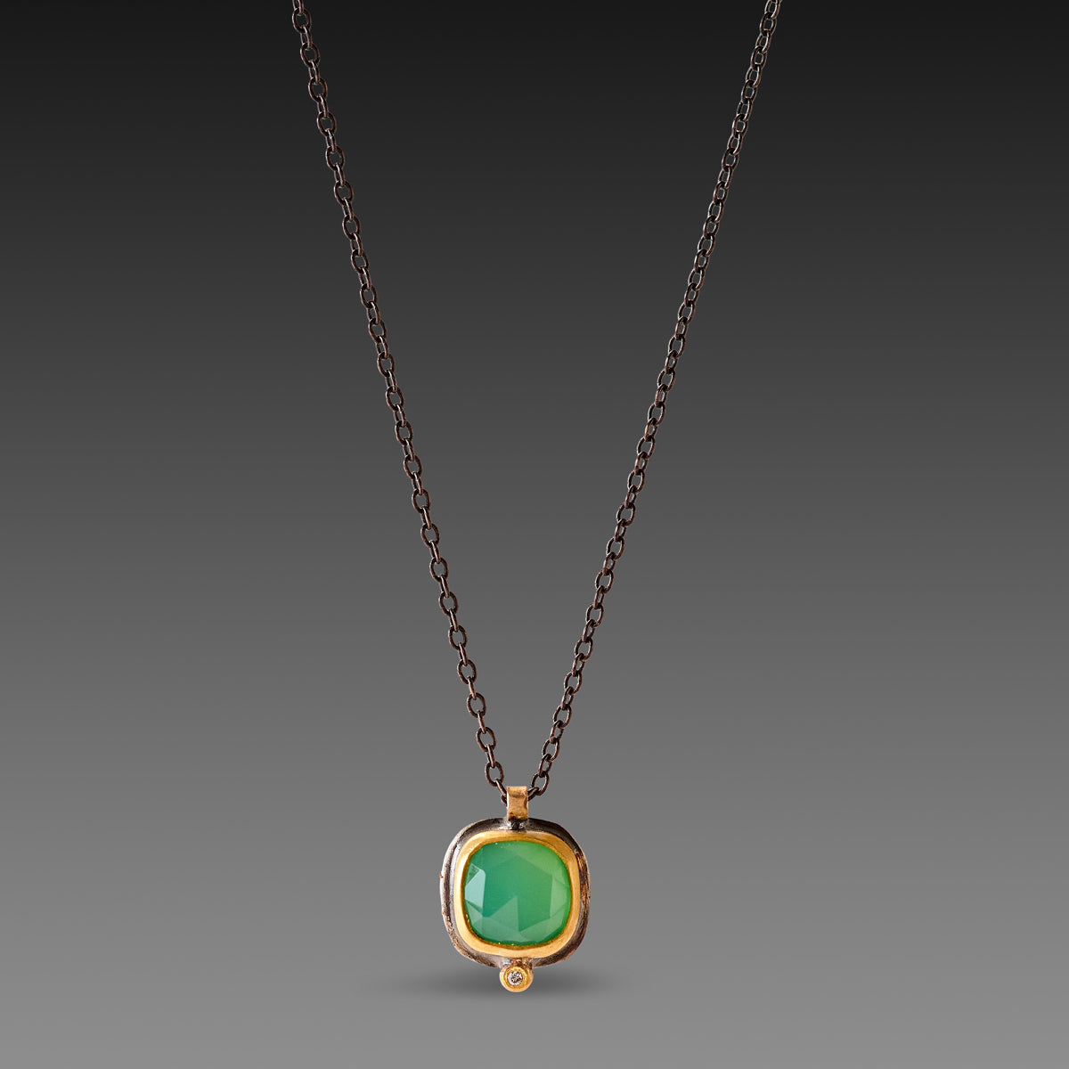 Chrysoprase Necklace with Diamond