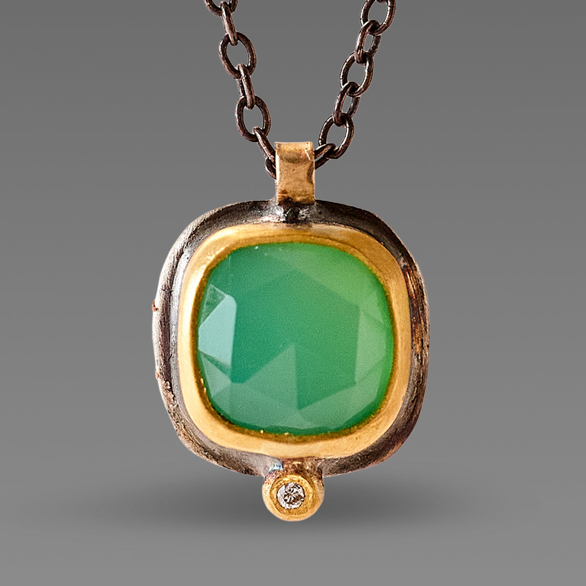 Chrysoprase Necklace with Diamond