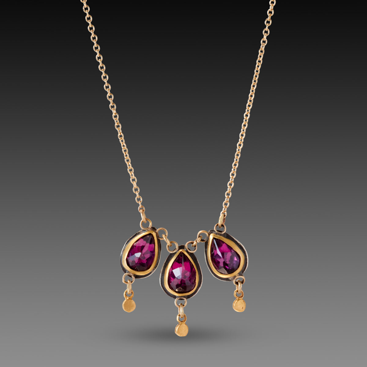 Triple Rhodolite Garnet Necklace