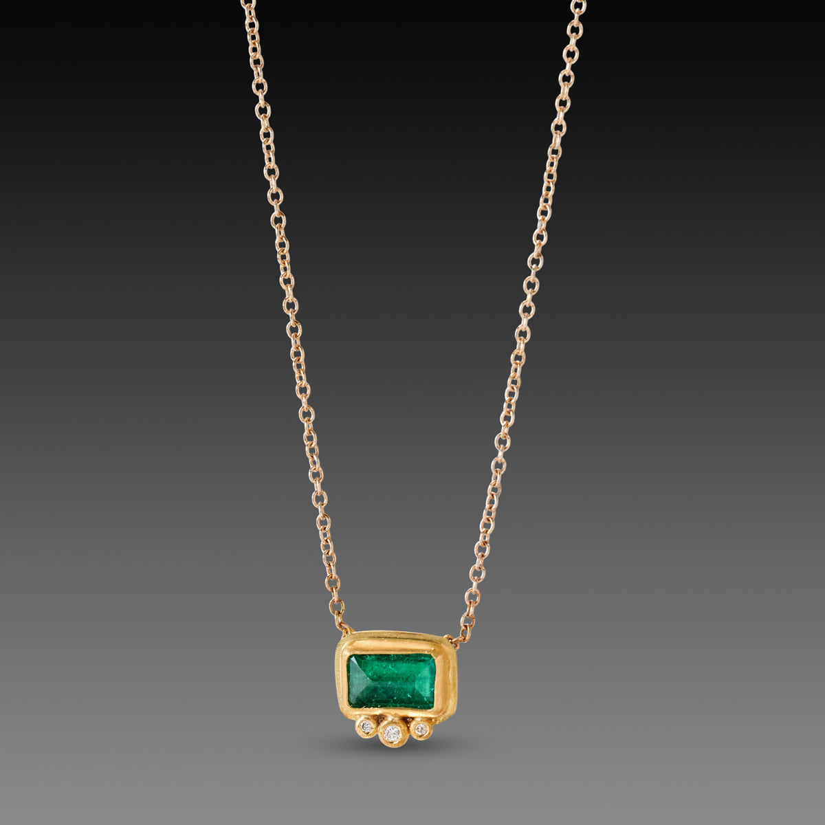 Emerald Necklace with Diamond Trio