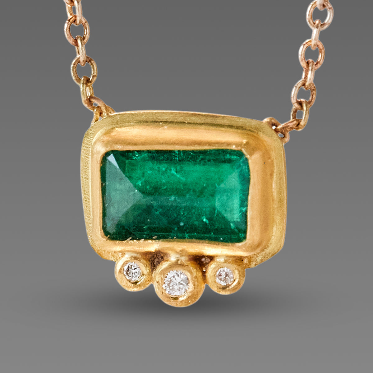 Emerald Necklace with Diamond Trio