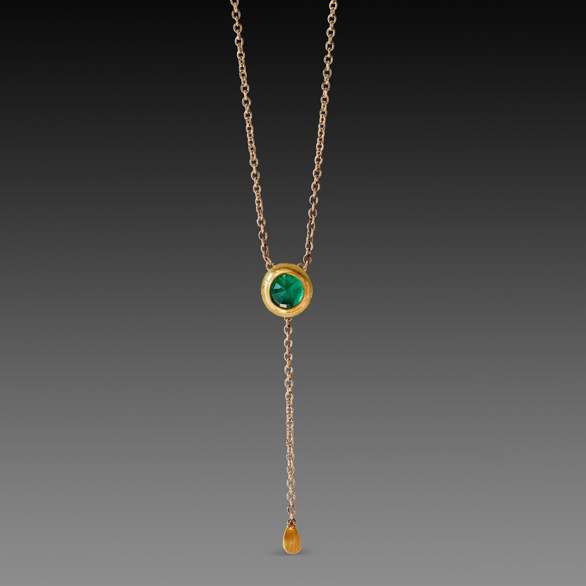 Delicate Emerald Necklace with Gold Drop