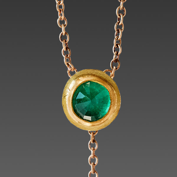 Delicate Emerald Necklace with Gold Drop