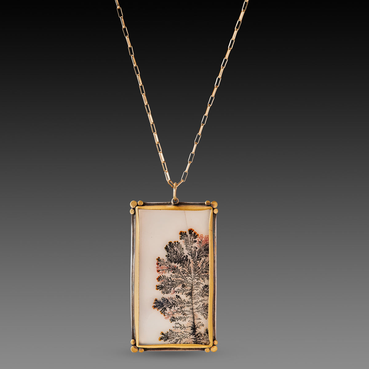 Dendritic Agate Necklace with Paperclip Chain