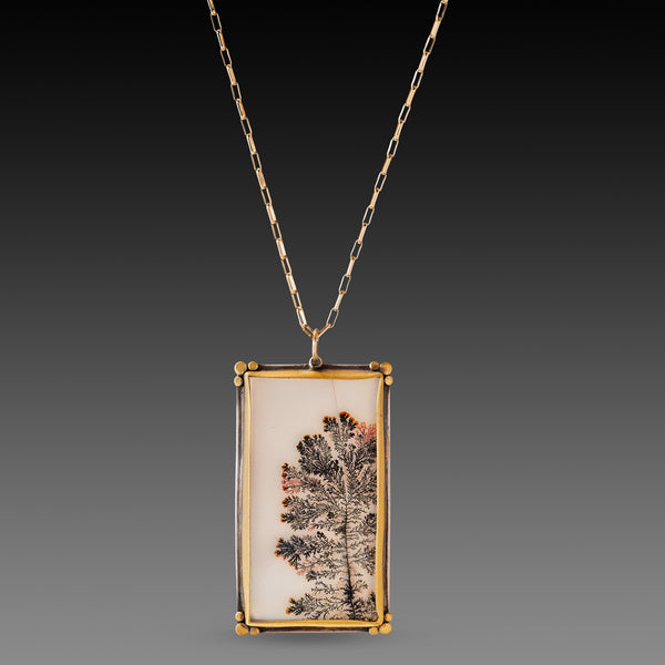 Dendritic Agate Necklace with Paperclip Chain