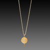 Hammered Gold Disk Necklace with Diamonds & Drop