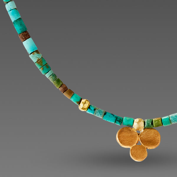 Turquoise Necklace with Gold Trio
