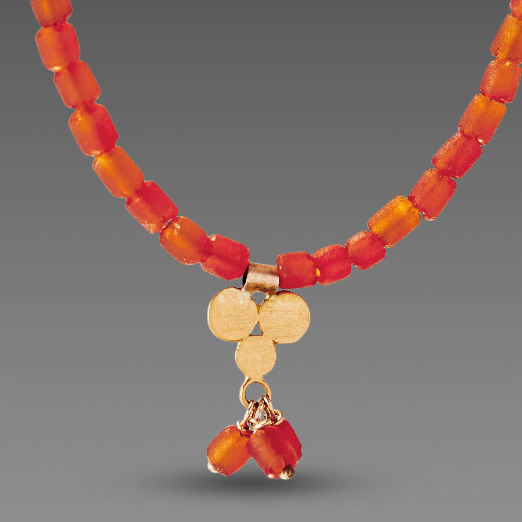 Carnelian Necklace with Gold Trio