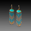 Turquoise & Gold Beaded Fringe Earrings