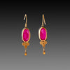 Ruby Drop Earrings with Gold Trios