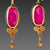 Ruby Drop Earrings with Gold Trios