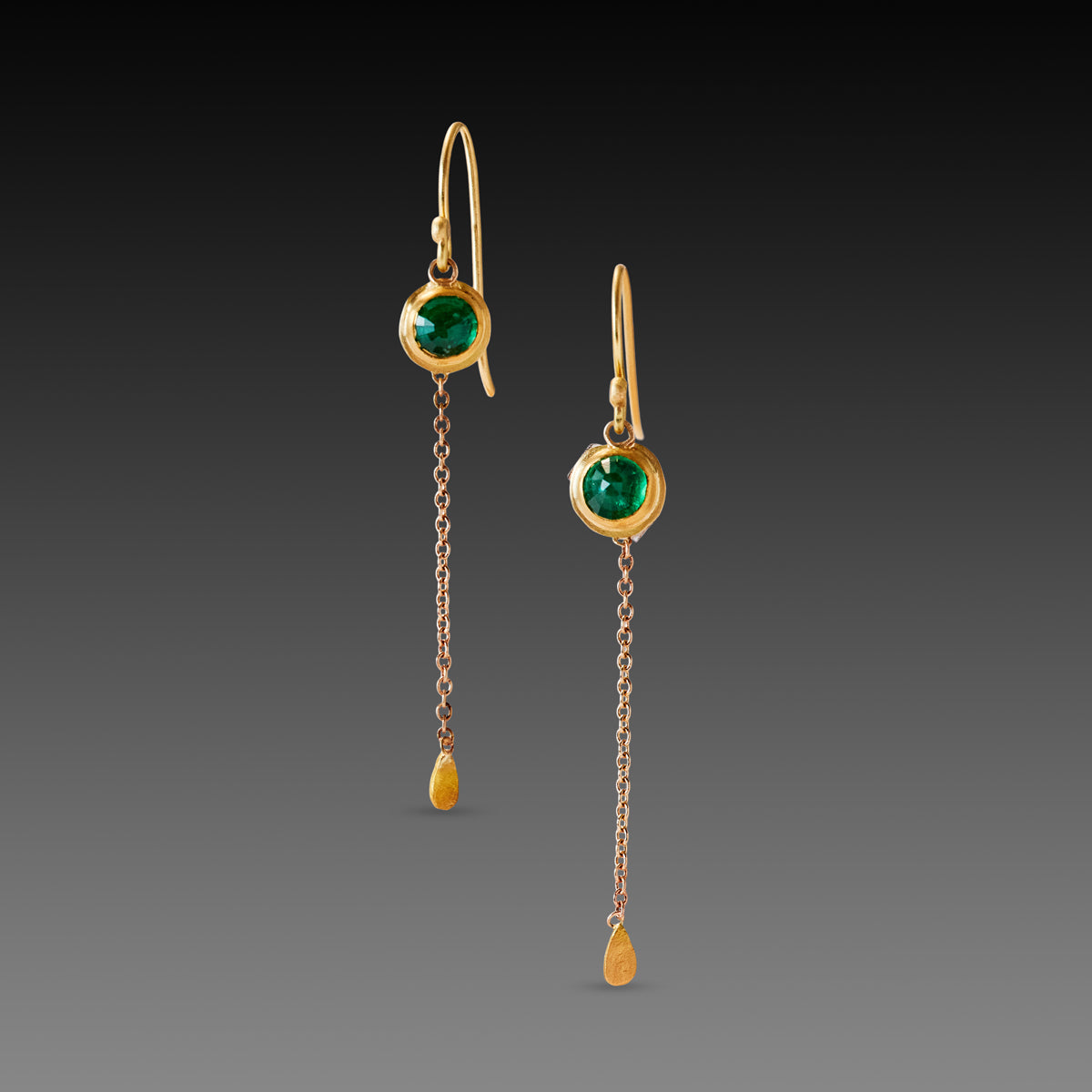 Emerald Chain Drop Earrings